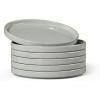 E-far 7.9 Inch Ceramic Dinner Plates, 6-Piece Stoneware Salad Plates with Raised Edges, Chip & Scratch Resistant | Microwave & Dishwasher Safe Dessert Dishes for Appetizer Salad, Speckled Khaki(Mist Green)