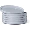E-far White Dinner Plates Set of 6, 10.5 Inch Stoneware Dinner Plates with Raised Edges, Chip & Scratch Resistant | Microwave & Dishwasher Safe Modern Ceramic Dishes for Dessert Salad, Speckled White(Haze Gray)