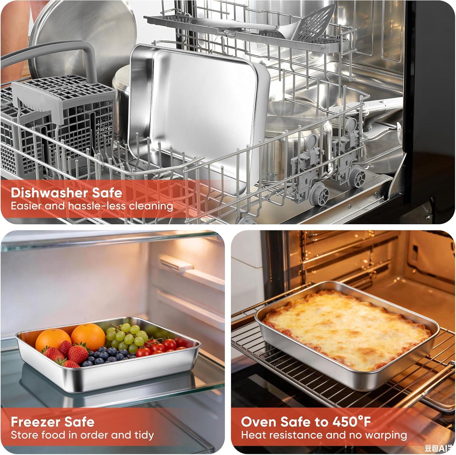 imageEfar Mini Lasagna Pan Stainless Steel Rectangular Baking Pan 9x7x2 Inch Sheet Cake Pan Metal Bakeware Toaster Oven Tray for Brownie Casserole Deep Side amp Heavy Duty AntiRust amp Dishwasher Safe102x79