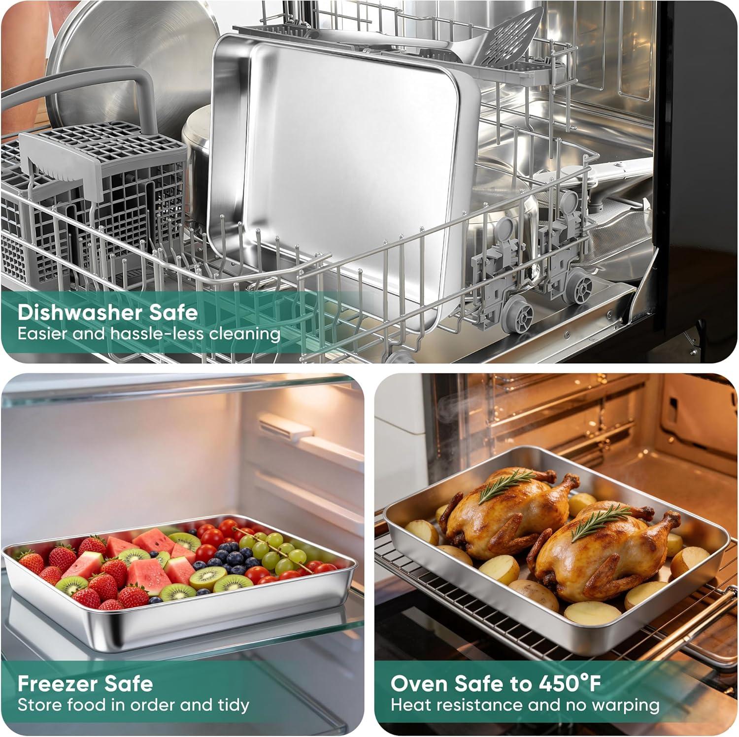 imageEfar Mini Lasagna Pan Stainless Steel Rectangular Baking Pan 9x7x2 Inch Sheet Cake Pan Metal Bakeware Toaster Oven Tray for Brownie Casserole Deep Side amp Heavy Duty AntiRust amp Dishwasher Safe122x95