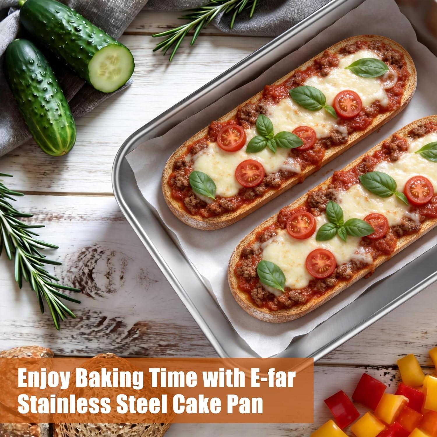 imageEfar Mini Lasagna Pan Stainless Steel Rectangular Baking Pan 9x7x2 Inch Sheet Cake Pan Metal Bakeware Toaster Oven Tray for Brownie Casserole Deep Side amp Heavy Duty AntiRust amp Dishwasher Safe91x67
