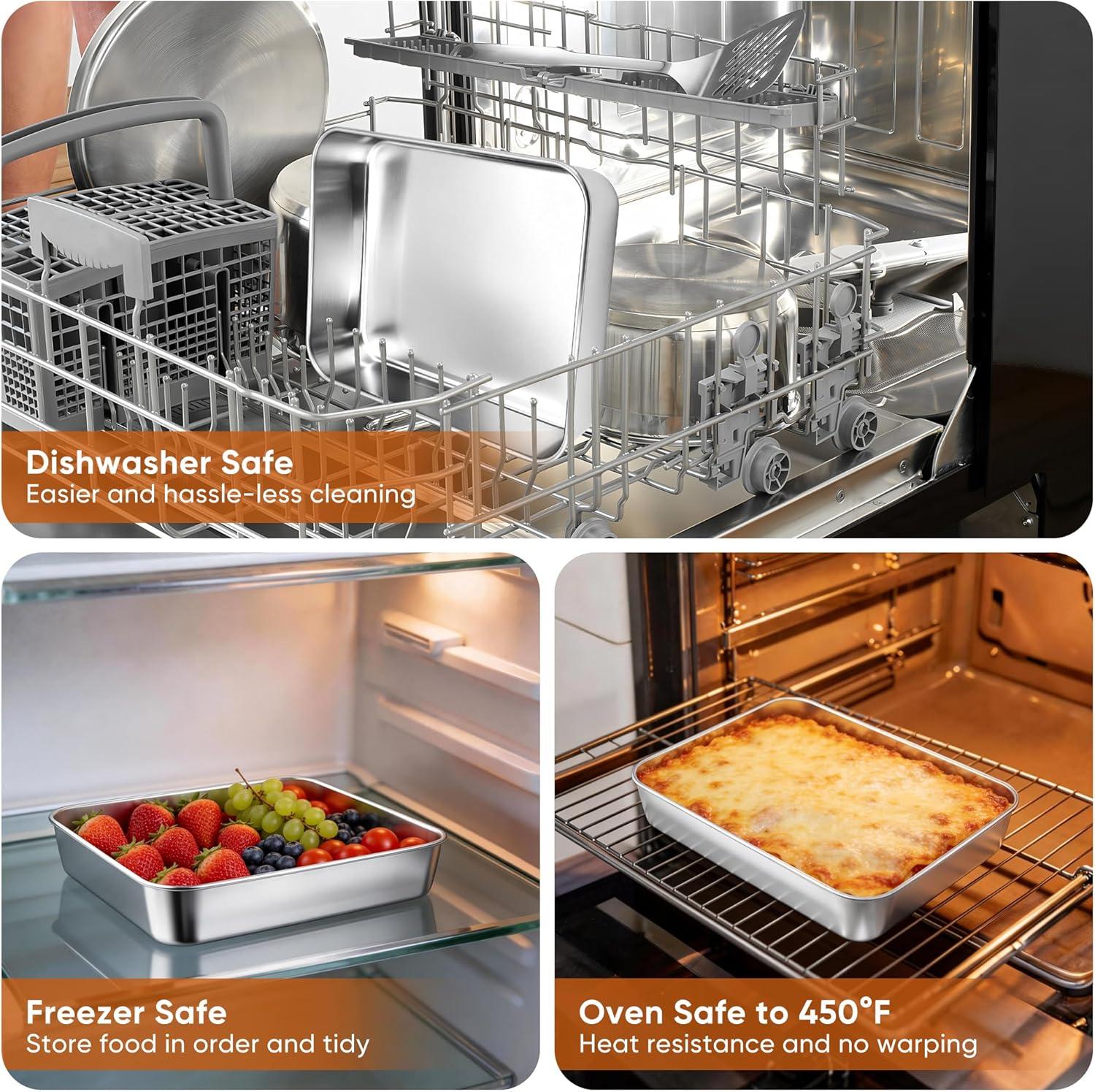 imageEfar Mini Lasagna Pan Stainless Steel Rectangular Baking Pan 9x7x2 Inch Sheet Cake Pan Metal Bakeware Toaster Oven Tray for Brownie Casserole Deep Side amp Heavy Duty AntiRust amp Dishwasher Safe91x67