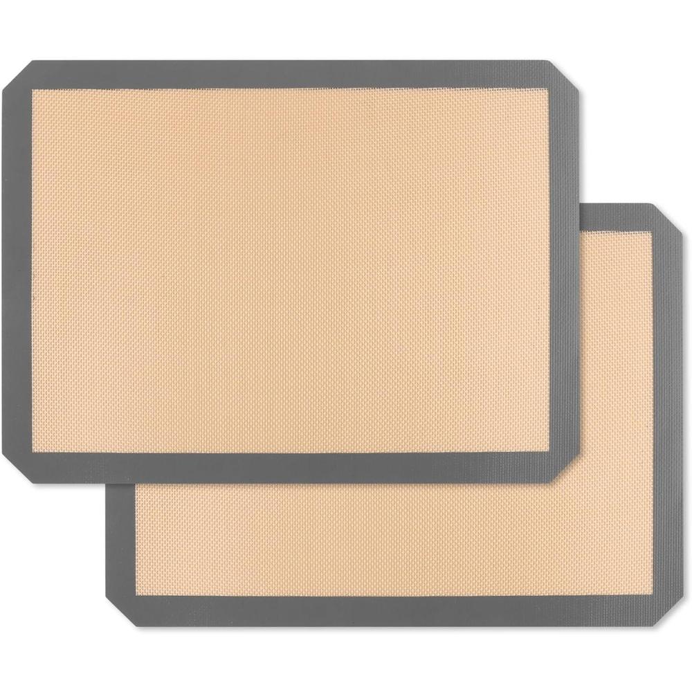 imageEfar Small Silicone Baking Mats 2Pack Nonstick Reusable Silicone Mat for Toaster Oven Pan Baking Cookie Fit 75x10 Rectangle Sheet Tray for Steak Food Grade amp HeatResistant Easy Clean Gray115x87 inch