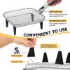 E-far Air Fryer Rack, 7.7” Square Air Fryer Baskets Accessories, 3-Tier Stackable Stainless Steel Dehydrator Rack Set for Frying Roasting, With Silicon Feet & Anti-scald Clip, Oven & Dishwasher Safe(7.7 inch Square Rack)