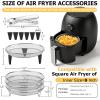 E-far Air Fryer Rack, 7.9” Round Air Fryer Basket Accessories for Oven, 3-Tier Stackable Stainless Steel Dehydrator Rack Set for Frying Roasting, With Silicon Feet & Anti-scald Clip, Dishwasher Safe(7.9 inch Round Rack)