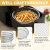 E-far Air Fryer Rack, 7.9” Round Air Fryer Basket Accessories for Oven, 3-Tier Stackable Stainless Steel Dehydrator Rack Set for Frying Roasting, With Silicon Feet & Anti-scald Clip, Dishwasher Safe(7.9 inch Round Rack)