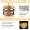 E-far Air Fryer Rack, 7.9” Round Air Fryer Basket Accessories for Oven, 3-Tier Stackable Stainless Steel Dehydrator Rack Set for Frying Roasting, With Silicon Feet & Anti-scald Clip, Dishwasher Safe(7.9 inch Round Rack)
