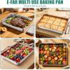 E-far Lasagna Pan, Stainless Steel Rectangular Baking Pan, 12⅓x9¾x2 Inch Sheet Cake Pan Metal Bakeware Oven Tray for Brownie Casserole, No-Toxic & Heavy Duty, Rust-Resistance & Dishwasher Safe(12.2×9.5)