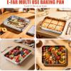 E-far Lasagna Pan, Stainless Steel Rectangular Baking Pan, 12⅓x9¾x2 Inch Sheet Cake Pan Metal Bakeware Oven Tray for Brownie Casserole, No-Toxic & Heavy Duty, Rust-Resistance & Dishwasher Safe(10.2×7.9)