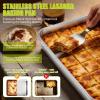 E-far Lasagna Pan, Stainless Steel Rectangular Baking Pan, 12⅓x9¾x2 Inch Sheet Cake Pan Metal Bakeware Oven Tray for Brownie Casserole, No-Toxic & Heavy Duty, Rust-Resistance & Dishwasher Safe(12.2×9.5 with lid)