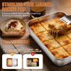 E-far Lasagna Pan, Stainless Steel Rectangular Baking Pan, 12⅓x9¾x2 Inch Sheet Cake Pan Metal Bakeware Oven Tray for Brownie Casserole, No-Toxic & Heavy Duty, Rust-Resistance & Dishwasher Safe(9.1×6.7)