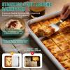 E-far Lasagna Pan with Lid, Stainless Steel Rectangular Cake Baking Pan with Cover, 12⅓x9¾x2 Inch Metal Bakeware Brownie Casserole Oven Tray Sheet, Deep Side & Heavy Duty, Anti-Rust & Dishwasher Safe(12.2×9.5)
