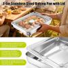 E-far Mini Lasagna Pan, Stainless Steel Rectangular Baking Pan, 9x7x2 Inch Sheet Cake Pan Metal Bakeware Toaster Oven Tray for Brownie Casserole, Deep Side & Heavy Duty, Anti-Rust & Dishwasher Safe(12.2×9.5 with lid)