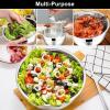 E-far Mixing Bowls With Lids Sets of 5, 10-Piece Stainless Steel Salad Metal Nesting Bowl for Baking Cooking and Prepping, Airtight Lid & Stackable Design, Size 4.6, 3, 2.1, 1.5, 0.7 QT, Black(Black)