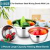 E-far Mixing Bowls With Lids Sets of 5, 10-Piece Stainless Steel Salad Metal Nesting Bowl for Baking Cooking and Prepping, Airtight Lid & Stackable Design, Size 4.6, 3, 2.1, 1.5, 0.7 QT, Blue(Dark Blue)