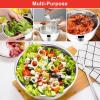 E-far Mixing Bowls With Lids Sets of 5, 10-Piece Stainless Steel Salad Metal Nesting Bowl for Baking Cooking and Prepping, Airtight Lid & Stackable Design, Size 4.6, 3, 2.1, 1.5, 0.7 QT, Black(Red)