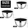E-far Mixing Bowls With Lids Sets of 5, 10-Piece Stainless Steel Salad Metal Nesting Bowl for Baking Cooking and Prepping, Airtight Lid & Stackable Design, Size 4.6, 3, 2.1, 1.5, 0.7 QT, Blue(Black)