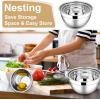 E-far Mixing Bowls With Lids Sets of 5, 10-Piece Stainless Steel Salad Metal Nesting Bowl for Baking Cooking and Prepping, Airtight Lid & Stackable Design, Size 4.6, 3, 2.1, 1.5, 0.7 QT, Black(Khaki)