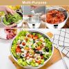 E-far Mixing Bowls With Lids Sets of 5, 10-Piece Stainless Steel Salad Metal Nesting Bowl for Baking Cooking and Prepping, Airtight Lid & Stackable Design, Size 4.6, 3, 2.1, 1.5, 0.7 QT, Khaki(Khaki)
