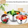 E-far Mixing Bowls With Lids Sets of 5, 10-Piece Stainless Steel Salad Metal Nesting Bowl for Baking Cooking and Prepping, Airtight Lid & Stackable Design, Size 4.6, 3, 2.1, 1.5, 0.7 QT, Khaki(Khaki)