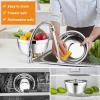 E-far Mixing Bowls With Lids Sets of 5, 10-Piece Stainless Steel Salad Metal Nesting Bowl for Baking Cooking and Prepping, Airtight Lid & Stackable Design, Size 4.6, 3, 2.1, 1.5, 0.7 QT, Blue(Multicolor)