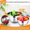 E-far Mixing Bowls With Lids Sets of 5, 10-Piece Stainless Steel Salad Metal Nesting Bowl for Baking Cooking and Prepping, Airtight Lid & Stackable Design, Size 4.6, 3, 2.1, 1.5, 0.7 QT, Khaki(Multicolor)