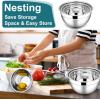 E-far Mixing Bowls With Lids Sets of 5, 10-Piece Stainless Steel Salad Metal Nesting Bowl for Baking Cooking and Prepping, Airtight Lid & Stackable Design, Size 4.6, 3, 2.1, 1.5, 0.7 QT, Blue(Dark Blue)