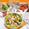 E-far Mixing Bowls With Lids Sets of 5, 10-Piece Stainless Steel Salad Metal Nesting Bowl for Baking Cooking and Prepping, Airtight Lid & Stackable Design, Size 4.6, 3, 2.1, 1.5, 0.7 QT, Blue(Multicolor)