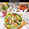 E-far Mixing Bowls With Lids Sets of 5, 10-Piece Stainless Steel Salad Metal Nesting Bowl for Baking Cooking and Prepping, Airtight Lid & Stackable Design, Size 4.6, 3, 2.1, 1.5, 0.7 QT, Khaki(Black)
