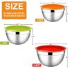 E-far Mixing Bowls With Lids Sets of 5, 10-Piece Stainless Steel Salad Metal Nesting Bowl for Baking Cooking and Prepping, Airtight Lid & Stackable Design, Size 4.6, 3, 2.1, 1.5, 0.7 QT, Black(Multicolor)