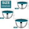 E-far Mixing Bowls With Lids Sets of 5, 10-Piece Stainless Steel Salad Metal Nesting Bowl for Baking Cooking and Prepping, Airtight Lid & Stackable Design, Size 4.6, 3, 2.1, 1.5, 0.7 QT, Khaki(Dark Blue)