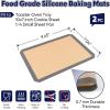 E-far Small Silicone Baking Mats, 2-Pack Nonstick Reusable Silicone Mat for Toaster Oven Pan Baking Cookie, Fit 7.5×10” Rectangle Sheet Tray for Steak, Food Grade & Heat-Resistant, Easy Clean, Gray(9.5×7.1 inch)