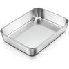 E-far Lasagna Pan, Stainless Steel Rectangular Baking Pan, 12⅓x9¾x2 Inch Sheet Cake Pan Metal Bakeware Oven Tray for Brownie Casserole, No-Toxic & Heavy Duty, Rust-Resistance & Dishwasher Safe(9.1×6.7)