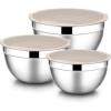 E-far Mixing Bowls With Lids Sets of 5, 10-Piece Stainless Steel Salad Metal Nesting Bowl for Baking Cooking and Prepping, Airtight Lid & Stackable Design, Size 4.6, 3, 2.1, 1.5, 0.7 QT, Blue(Khaki)