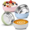 E-far Stainless Steel Baby Bowls with Suction, 4 Pack Removable Colorful Silicone Sleeve Toddlers Kids Bowl, Non-Toxic Snack Container for Baby Food Feeding, Non-Slip & Unbreakable, Dishwasher Safe