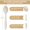 E-far Silicone Cooking Spoon Set of 2, Heat Resistant Kitchen Spoons Utensils Nonstick Mixing Spoon for Baking Stirring Serving, Non-Toxic & Dishwasher Safe (Khaki)(Khaki)