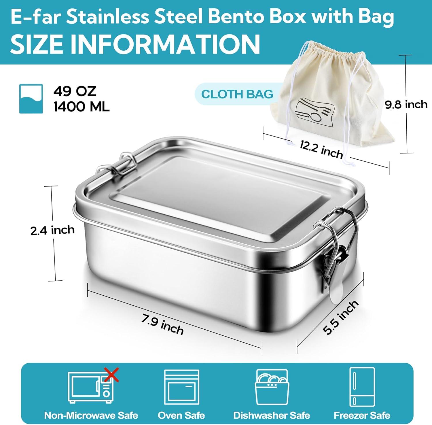 imageEfar 4 Pieces Stainless Steel Bento Box Large 2400ml Metal Lunch Box 81oz LeakProof Lunch Food Container with Lids and Divider Reusable Meal Storage for Camping Picnic Travel Work1