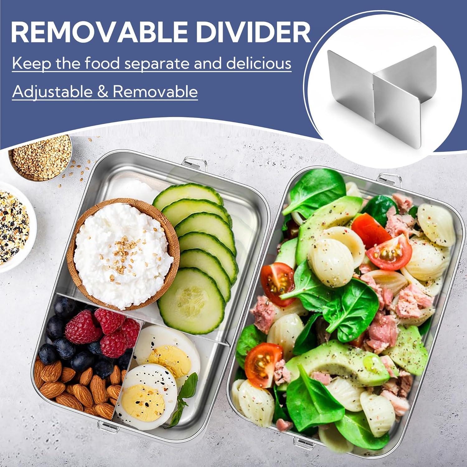 imageEfar 4 Pieces Stainless Steel Bento Box Large 2400ml Metal Lunch Box 81oz LeakProof Lunch Food Container with Lids and Divider Reusable Meal Storage for Camping Picnic Travel Work1