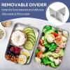 E-far 4 Pieces Stainless Steel Bento Box, Large 2400ml Metal Lunch Box, 81oz Leak-Proof Lunch Food Container with Lids and Divider, Reusable Meal Storage for Camping Picnic Travel Work(4)