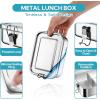 E-far 4 Pieces Stainless Steel Bento Box, Large 2400ml Metal Lunch Box, 81oz Leak-Proof Lunch Food Container with Lids and Divider, Reusable Meal Storage for Camping Picnic Travel Work(1)