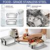 E-far 4 Pieces Stainless Steel Bento Box, Large 2400ml Metal Lunch Box, 81oz Leak-Proof Lunch Food Container with Lids and Divider, Reusable Meal Storage for Camping Picnic Travel Work(4)