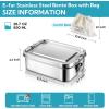 E-far 4 Pieces Stainless Steel Bento Box, Large 2400ml Metal Lunch Box, 81oz Leak-Proof Lunch Food Container with Lids and Divider, Reusable Meal Storage for Camping Picnic Travel Work(1)