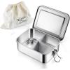 E-far 4 Pieces Stainless Steel Bento Box, Large 2400ml Metal Lunch Box, 81oz Leak-Proof Lunch Food Container with Lids and Divider, Reusable Meal Storage for Camping Picnic Travel Work(1)
