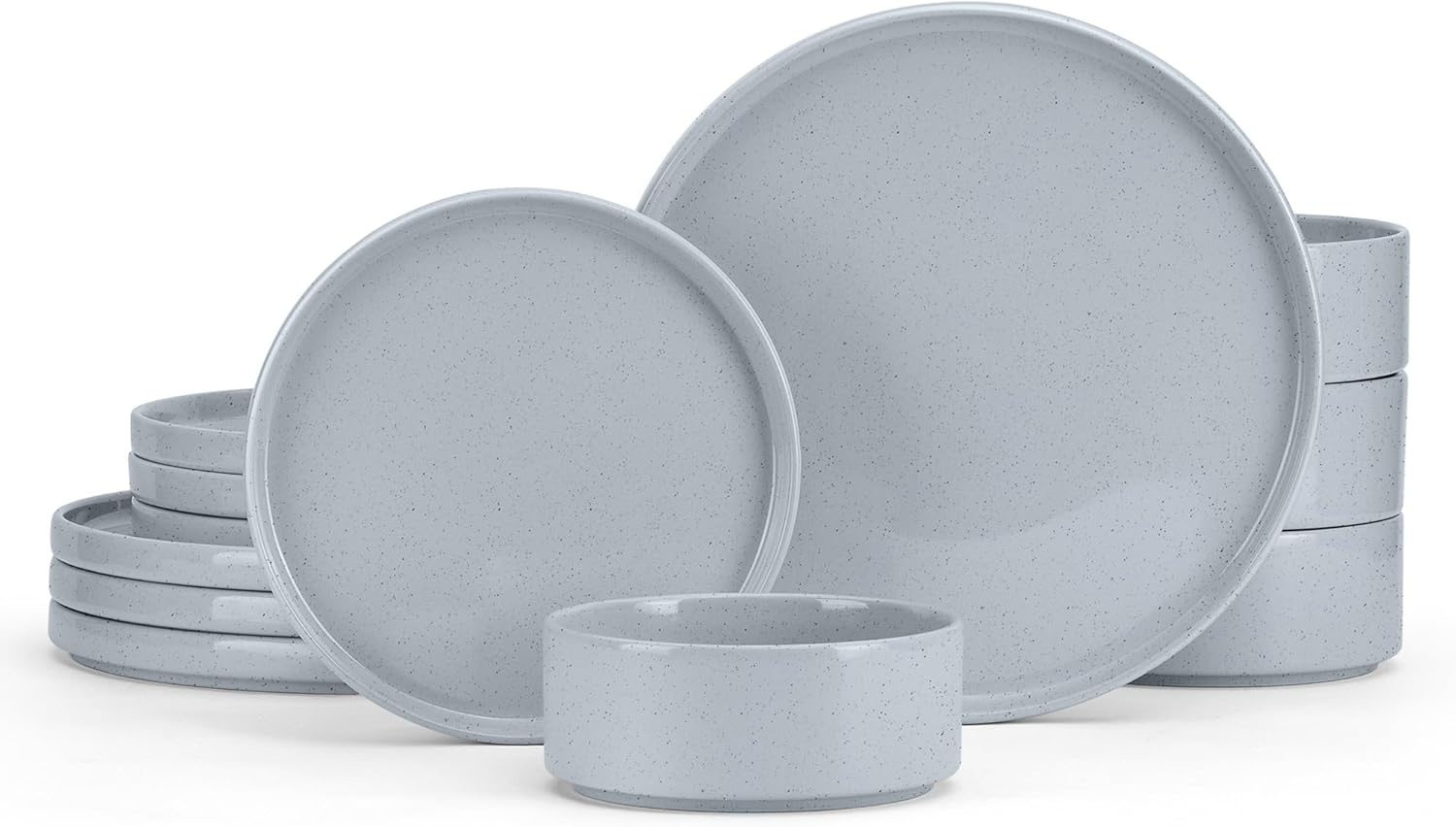 image:imageEfar 6Piece Stoneware Dinnerware Sets Plates and Bowls Set for 2 Kitchen Modern Dishes Set for Everyday amp Formal Chip and Scratch Resistant Microwave amp Dishwasher Safe Speckled GrayHaze Gray
