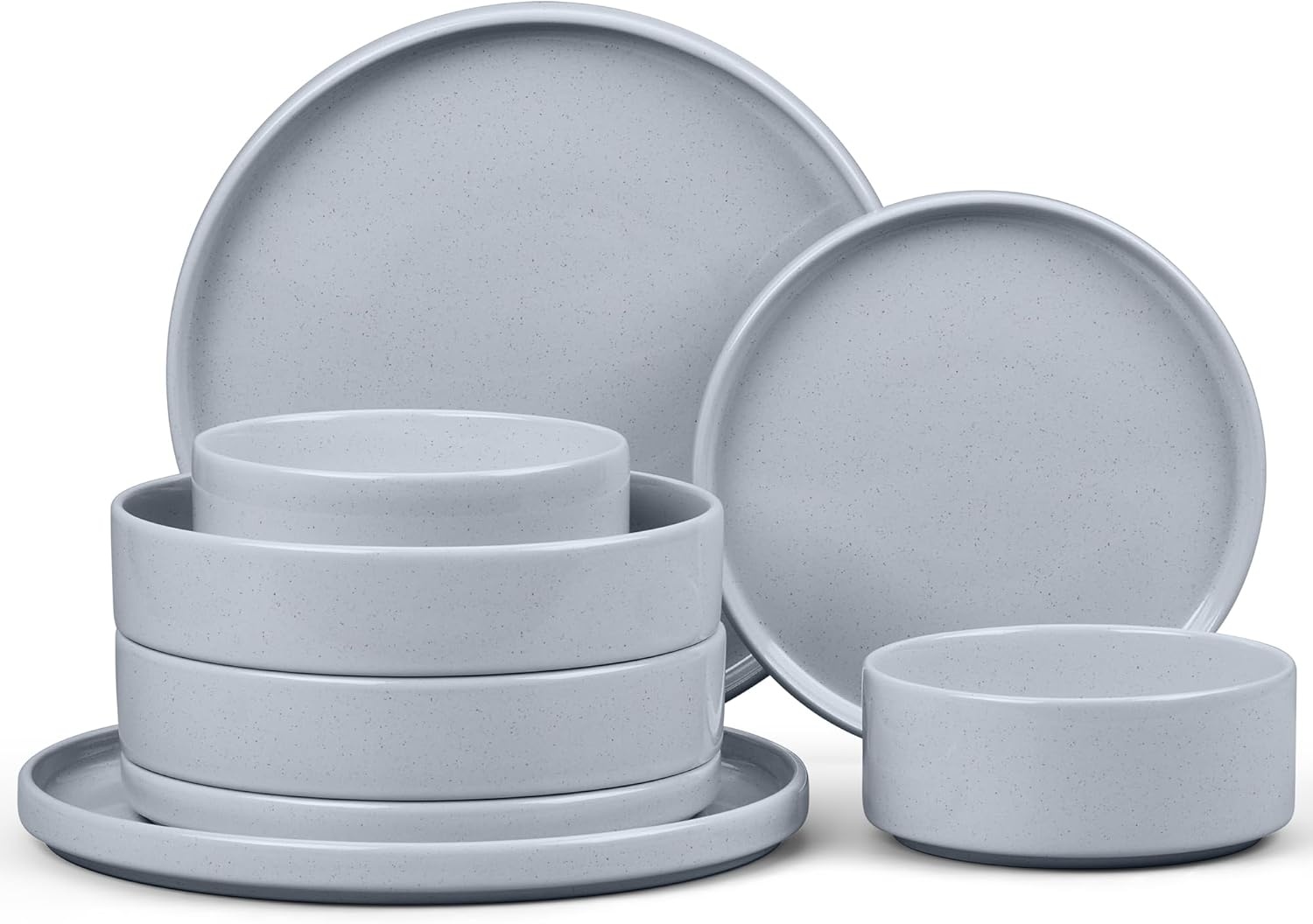 image:imageEfar 6Piece Stoneware Dinnerware Sets Plates and Bowls Set for 2 Kitchen Modern Dishes Set for Everyday amp Formal Chip and Scratch Resistant Microwave amp Dishwasher Safe Speckled GrayHaze Gray