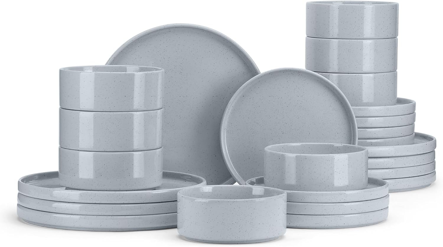 image:imageEfar 6Piece Stoneware Dinnerware Sets Plates and Bowls Set for 2 Kitchen Modern Dishes Set for Everyday amp Formal Chip and Scratch Resistant Microwave amp Dishwasher Safe Speckled GrayHaze Gray
