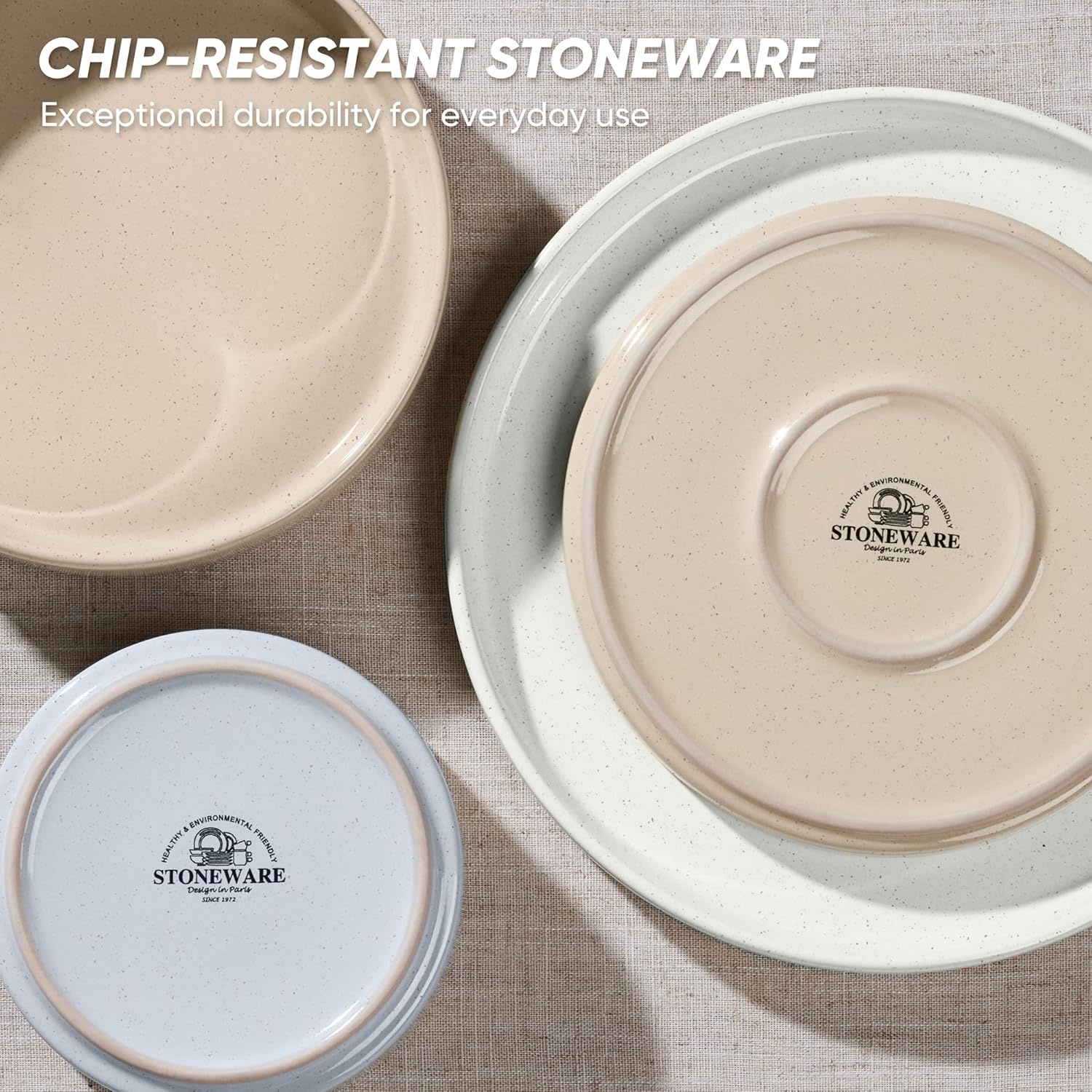 image:imageEfar 6Piece Stoneware Dinnerware Sets Plates and Bowls Set for 2 Kitchen Modern Dishes Set for Everyday amp Formal Chip and Scratch Resistant Microwave amp Dishwasher Safe Speckled GrayMulticolor
