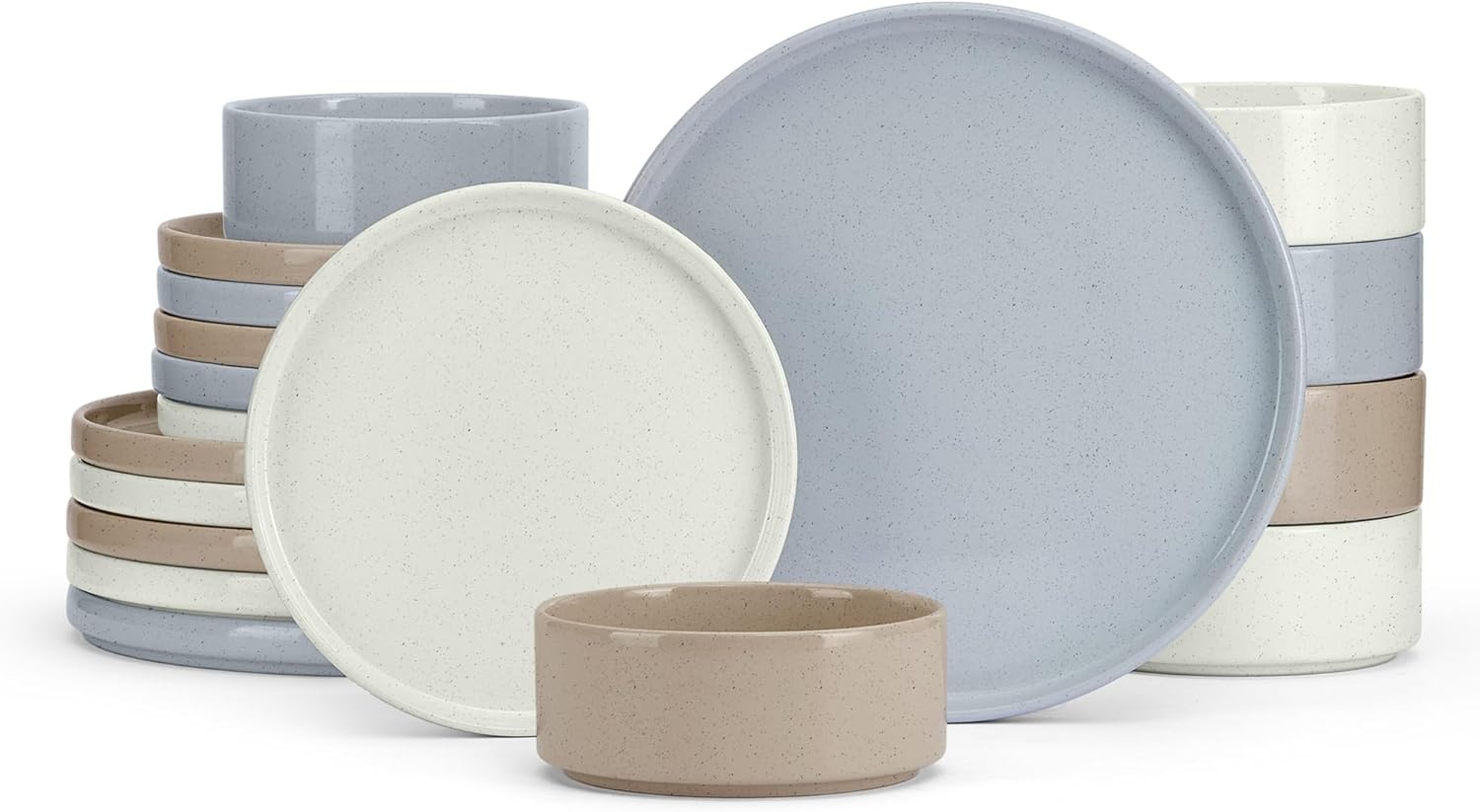 image:imageEfar 6Piece Stoneware Dinnerware Sets Plates and Bowls Set for 2 Kitchen Modern Dishes Set for Everyday amp Formal Chip and Scratch Resistant Microwave amp Dishwasher Safe Speckled GrayMulticolor