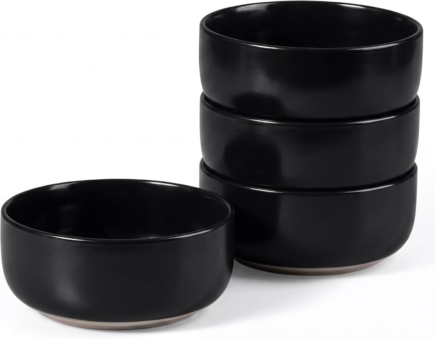 image:imageEfar Cereal Bowls Set of 4 25oz Ceramic Deep Soup Bowls for Kitchen Microwave Safe Bowls for Serving Prep Rice Dessert Snack Salad Dishwasher Safe Speckled GreenMatte Black