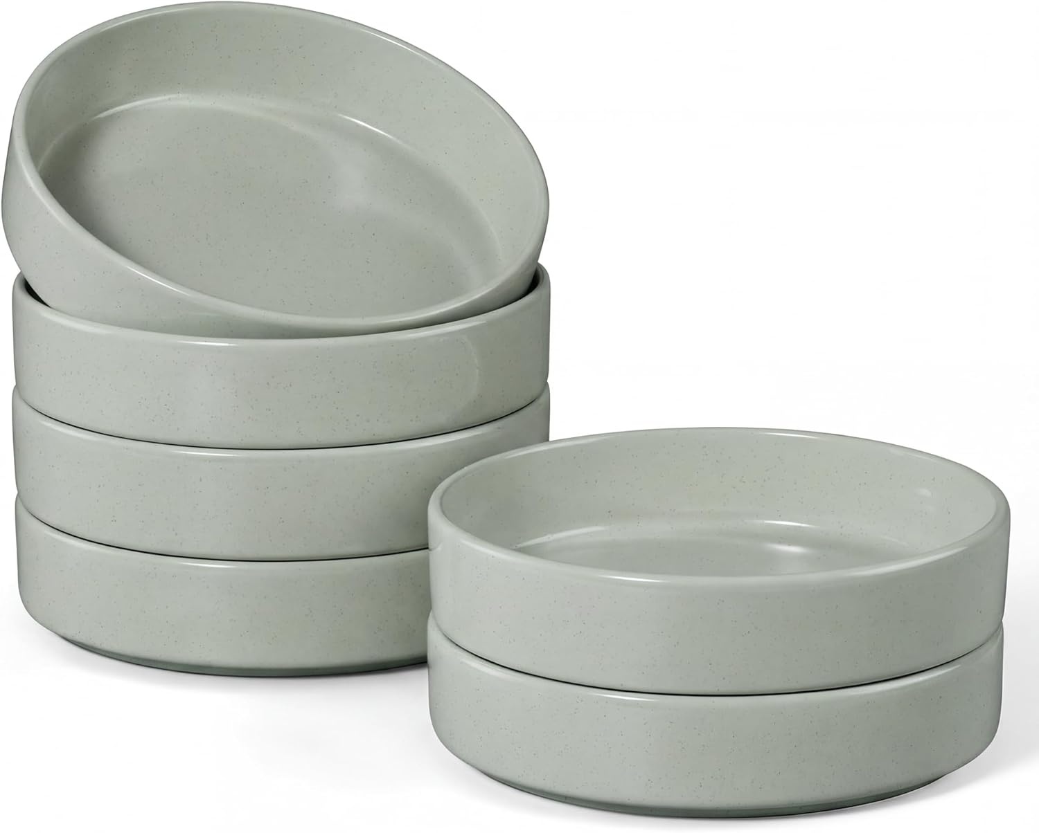 image:imageEfar Pasta Bowls Set of 4 35oz Large Stoneware Bowl Plates Reactive Glaze Shallow amp Wide Ceramic for Soup Salad Dinner Microwave amp Dishwasher Safe Deep GrayMist Green
